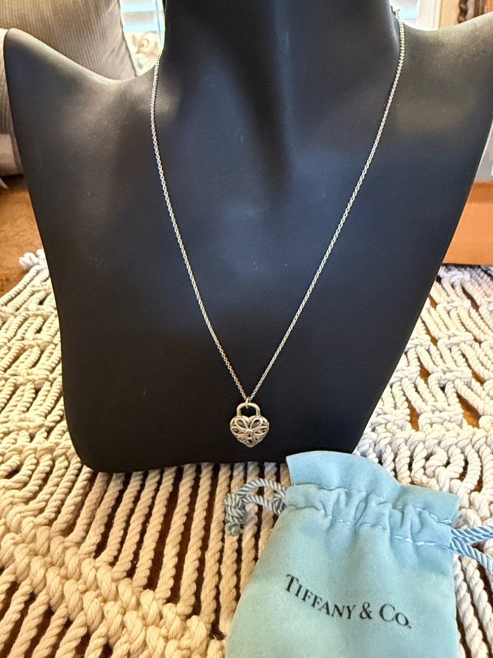 ♥️ SALE ♥️ Tiffany & Co. Silver Filigree Heart Lock Necklace